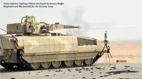  ??  ?? Puma Infantry Fighting Vehicle developed by Krauss-Maffei Wegmann and Rheinmetal­l for the German Army