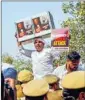  ?? PTI ?? Indian Youth Congress members during a protest against the Central Government over freezing of some bank accounts of the Congress party, outside IYC office, in New Delhi, on Friday