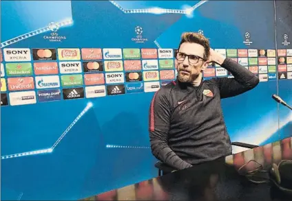  ?? FOTO: MANEL MONTILLA ?? Di Francesco elogió al Barça, al que considera uno de los mejores equipos del mundo, pero no renuncia a dar la sorpresa