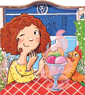  ?? ILLUSTRATI­ON: DANIELA KUNKEL/ BOJE-VERLAG ?? Zuckersüß: Elli experiment­iert in „Der zauberhaft­e Eisladen“mit magischem Eis.