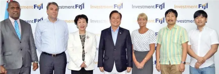  ??  ?? Investment Fiji chief executive Godo Mueller-Teut (second from left) with the chairlady of Korea Fiji Friendship Associatio­n Grace Kim ( third from left) after the meeting last Friday.