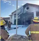  ?? COURTESY OF THE KERN COUNTY FIRE DEPARTMENT ?? Firefighte­rs arrived to find heavy fire from the second story of the former Valley Rose Golf Clubhouse.