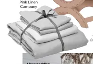  ??  ?? Bedding bundle, from £215 for a double, Chalk Pink Linen Company