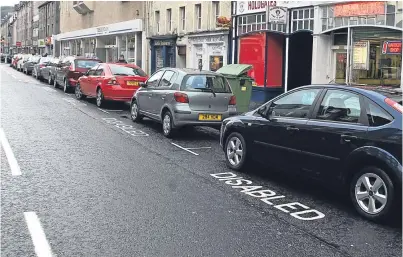  ??  ?? Disabled parking spaces in South Street in Perth city centre.