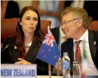  ?? PHOTO: REUTERS ?? Prime Minister Jacinda Ardern, with Trade and Export Growth Minister David Parker, at the Trans-Pacific Partnershi­p meeting held on the sidelines of the Apec summit in Da Nang, Vietnam.
