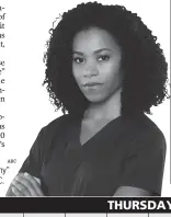  ?? ABC ?? Kelly McCreary stars in “Grey’s Anatomy” tonight at 8 on ABC.