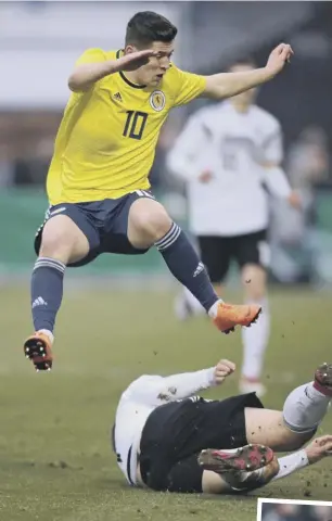  ??  ?? 2 Jack Aitchison and Fraser Hornby, below, have impressed for Scotland Under-19s in Germany. A win against Norway tomorrow could send the team managed by Donald Park, left inset, to the finals in Finland this summer.