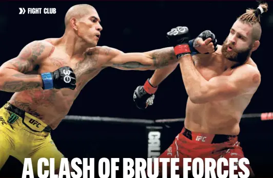  ?? AFP ?? Versatile fighter: Pereira (left) became the ninth UFC fighter to win a title in multiple divisions when he defeated former light heavyweigh­t champion Jiri Prochazka (right) in the second round at UFC 295.