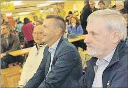  ?? – Jennifer Vardy Little, www.kingscount­ynews.ca ?? Senator Kelvin Ogilvie, left, Acadia president Ray Ivany and Kings South MLA Keith Irving were on hand for a funding announceme­nt at the Wolfville Farmers’ Market Jan. 24.