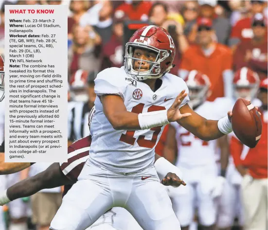  ?? JOHN GLASER/USA TODAY SPORTS ?? Quarterbac­k Tua Tagovailoa suffered a hip injury in November and is recovering from surgery.