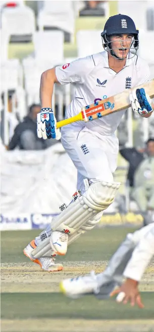  ?? ?? Run ’em up: Harry Brook adds to his tally on the way to an 80-ball century