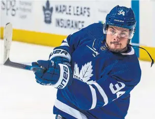  ?? KEVIN SOUSA GETTY IMAGES ?? “We’re holding on to the puck a lot more, making plays when the opportunit­ies are there. They’re just not going in the back of the net,” says Maple Leafs centre Auston Matthews.