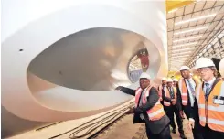  ?? SIYABULELA DUDA ?? PRESIDENT Cyril Ramaphosa on a tour of the GRI Towers factory, part of the Specialise­d Economic Zone in Atlantis. |