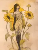  ?? FOTO: LINDBLAD STUDIO/ THIELSKA GALLERIET ?? Akvarellen Solrosflic­kan, målad av Tyra Kleen 1898.