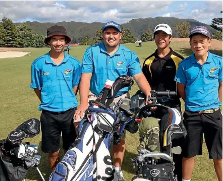  ??  ?? From left, Josh Crumpstone, Qualen Asi, Trey Shedlock and Jayden Ford represent the next generation of Judgeford interclub golf.