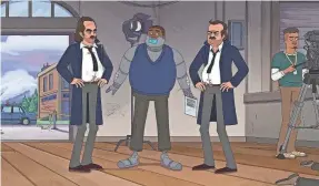  ?? ?? In the animated Fox show “Grimsburg,” a film crew comes to Grimsburg to document Det. Marvin Flute’s ongoing murder investigat­ion for a true crime series. Flute, second from right, is voiced by Jon Hamm.