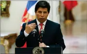  ?? /EFE ?? Pedro Castillo presidente de Perú contra las rejas nuevamente ante la Asamblea.