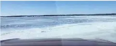  ??  ?? A shot from Ko’ona Cochrane’s video just before the truck she and her fiancé Ivon Saber were driving on Lake Winnipeg plunged through a crack in the ice.