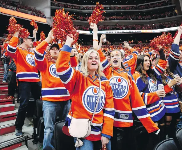  ?? — THE CANADIAN PRESS FILES ?? Rabid Edmonton Oilers fans packed Rogers Place to cheer the team on whether they were playing at home or on the road during the team’s Western Conference quarter-final series against the San Jose Sharks, which Edmonton won in six games.