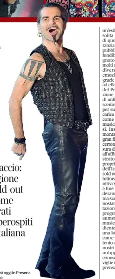  ??  ?? Toro Loco
Piero Pelù, leader dei Litfiba, si esibirà oggi in Presena per il «Winter closing party» al rifugio