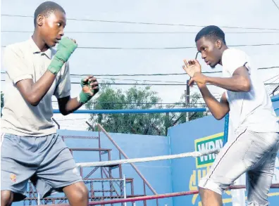  ??  ?? Raheem Haye (left) spars with Daniel Hylton.