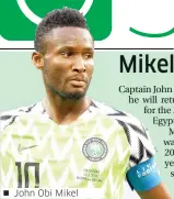  ??  ?? John Obi Mikel