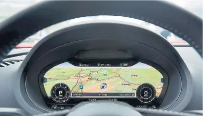  ??  ?? El sistema Audi virtual cockpit muestra gráficos animados en alta resolución en 3D