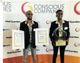  ?? ?? GOING PLACES: Sakumzi Nyendwana, left, and his brother, Msindisi, from Nelson Mandela Bay, are heading to London with their visual art