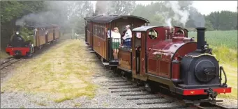  ?? Photos: Andrew Charman ?? Above: The Ffestinog Railway’s England 0-4-0ST ‘Prince’ added another line to its well-travelled history at the Statfold Trangkil 50 Gala and bookended the star of the show, Prince and ‘Trangkil No.4’ the first and last industrial narrow gauge steam locos built in the UK, 108 years apart. Below: Newly-restored Barclay 0-4-0WT ‘Cegin’ looked the part at Statfold, paired with fellow Penrhyn survivor, Avonside 0-4-0T ‘Marchlyn.’