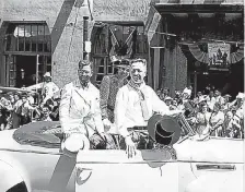  ?? COURTESY OF CENTER FOR SOUTHWEST RESEARCH, UNIVERSITY OF NEW MEXICO ?? Erna Fergusson in front of the Franciscan Hotel at Sixth Street and Central Ave. during 1940 Coronado Cuarto Centennial parade.