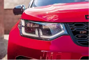  ??  ?? Headlights of new Disco Sport hybrid have a more angular shape with LED running lights