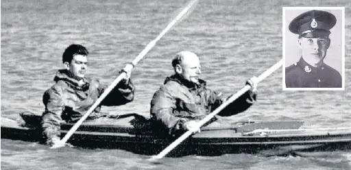  ??  ?? ●●Major Herbert ‘Blondie’ Hasler, who led the raid, in the front seat of a canoe and, inset, James Conway