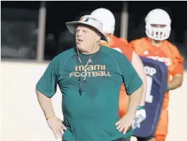  ?? LYNNE SLADKY/AP ?? Miami’s Art Kehoe, who has had two stints as the Hurricanes’ offensive line coach, will not be retained by UM.