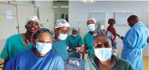  ?? ?? The medical team that successful­ly separated the parasitic conjoined twins at Sally Mugabe Central Hospital in Harare recently