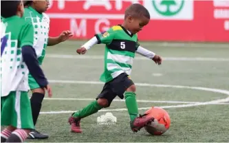  ?? | Supplied ?? COULD he be the next Lionel Messi or Cristiano Ronaldo? Five-year-old Cayden Julies controls the ball.