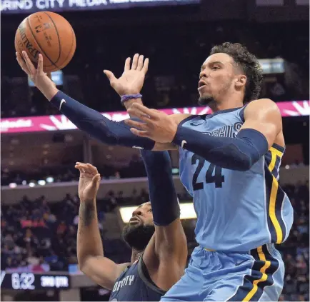  ??  ?? The Grizzlies' Dillon Brooks (24) is looking to create more team camaraderi­e in his second season. BRANDON DILL / AP