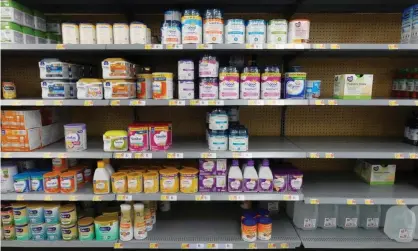  ?? ?? Baby formula on the shelves at a big box store on 13 January 2022 in Chicago, Illinois. Baby formula has been is short supply in many stores around the country for several months. Photograph: Scott Olson/Getty Images