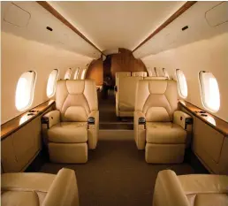  ??  ?? The interior of Royal Jet’s second Bombardier Global 5000 Aircraft. Demand for large-cabin business jets has weakened