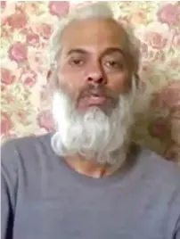  ??  ?? A screengrab from a video appeared recently, featuring Father Tom Uzhunnalil in captivity in Yemen.