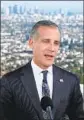  ?? Los Angeles Times ?? Gary Coronado MAYOR Eric Garcetti delivered his speech at Griffith Observator­y.