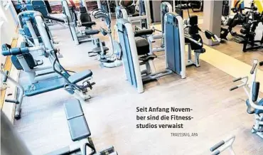  ?? TRAUSSNIG, APA ?? Seit Anfang November sind die Fitnessstu­dios verwaist