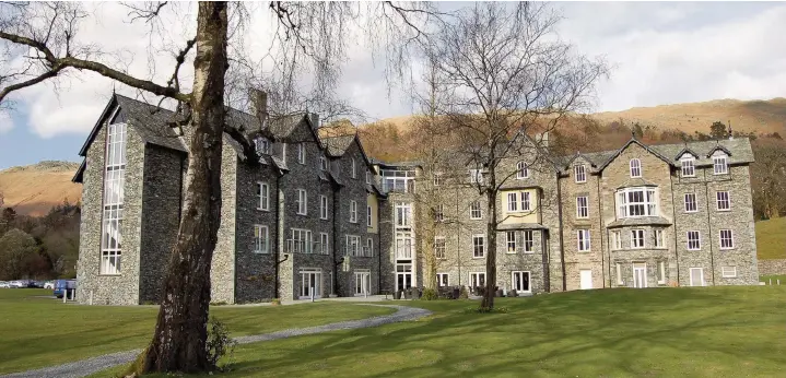  ??  ?? The Daffodil Hotel; Below, the lakeside suite; Inset below, the view across Lake Grasmere