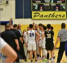  ?? JEANS PINEDA/Taos News ?? Emotions ran high during the Trojans’ second-half comeback. A Panther was hit with a double technical and ejected from the game.