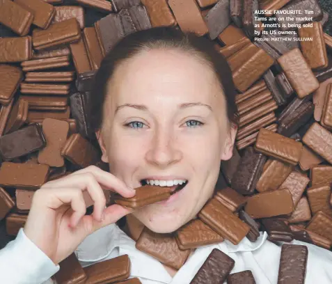  ?? Picture: MATTHEW SULLIVAN ?? AUSSIE FAVOURITE: Tim Tams are on the market as Arnott’s is being sold by its US owners.