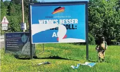  ?? ?? Ein zerrissene­s Großplakat der AfD am Abzweig Hofferbert­aue in Eisenach.