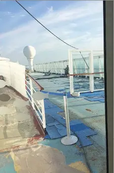  ?? CECILIA JENKINS/THE CANADIAN PRESS ?? A suburban Victoria woman says she didn’t expect to be hearing jackhammer­s or smelling strong fumes when she booked a spring-break family cruise on a Norwegian Cruise Lines vessel through the Panama Canal.