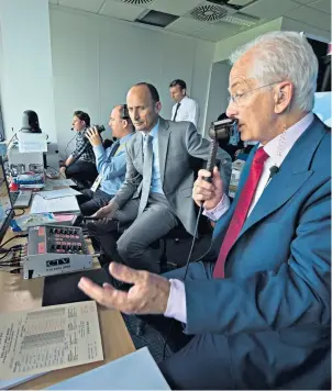  ??  ?? Air of authority: David Gower (right) next to Nasser Hussain during their coverage of England’s Test yesterday