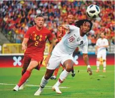  ?? AFP ?? Belgium’s Toby Alderweire­ld vies with Portugal’s Gelson Martins during the friendly in Brussels on Saturday.