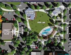  ?? CONTRIBUTE­D BY CITY OF POWDER SPRINGS ?? This map shows what the $4.2 million park in downtown Powder Springs would look like when completed.