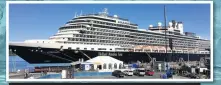  ??  ?? A 350 ft high, mile-wide glacier and, above Holland America Line’s Eurodam in port at Sitka